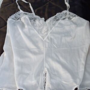 White Lace Trim Satin Camisole